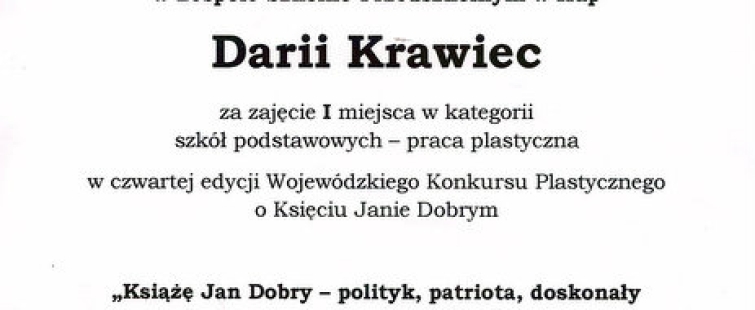 Powiększ obraz: Konkurs plastyczny " Książę Jan Dobry - polityk, patriota, dobry i oszczędny gospodarz" 